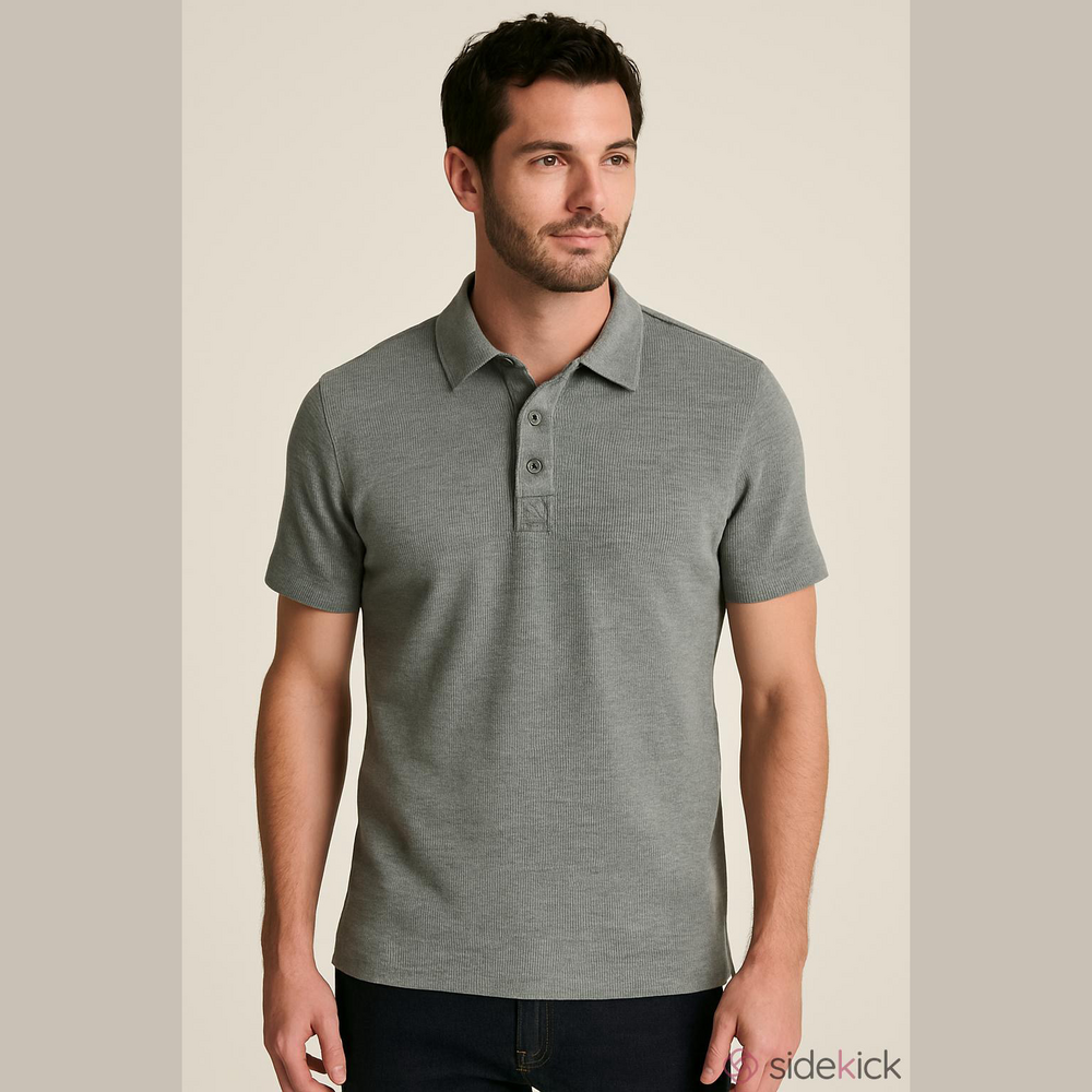 Weatherproof Collared Waffle Tee T-Shirt Grey ( Gray ) Size Small